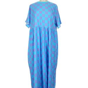 Dressed in LALA Blue and Purple Checkered Midi Dress